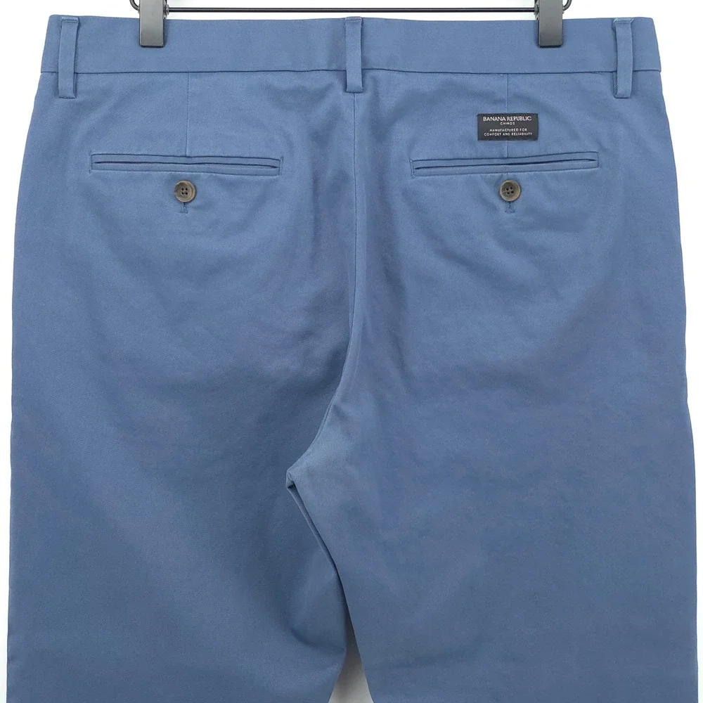 Banana Republic Tapered Fit Mens Chino Pants 34x32 Blue Stretch Trousers